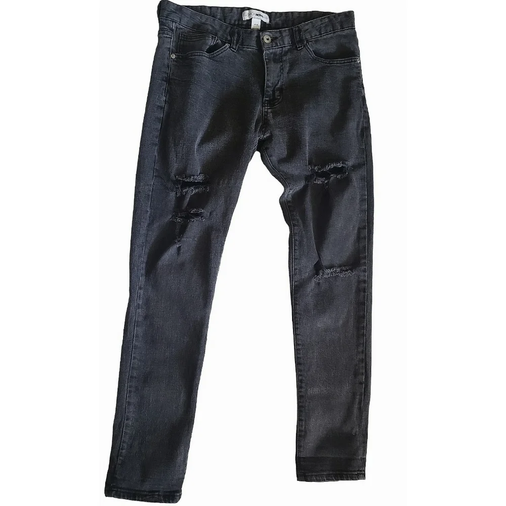 Fashion Nova Jeans Black Mens Street Wear 33 Destroyed Grunge Rocker Destructed